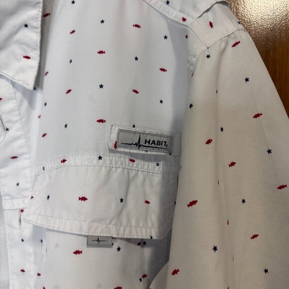 Habit men short sleeve XL fishing shirt fish & stars vented Style TS10411 40 SPF - Picture 6 of 7